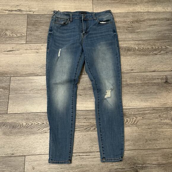 True Religion Jeans Womens Size 32 Curvy Mid Rise Skinny Dark Wash Blue Jennie - Picture 1 of 9